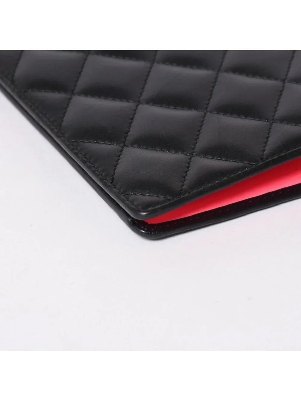 Chanel Cambon Line Wallet CC Logo Patch Calfskin Black Pink Silver